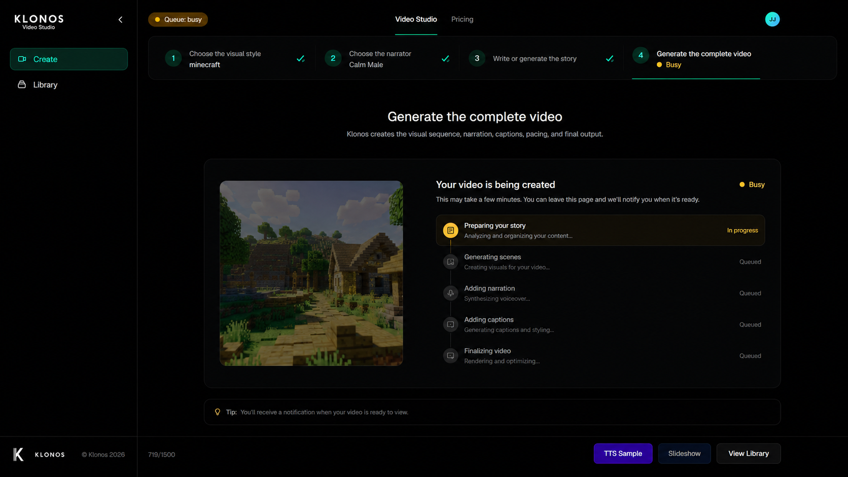 Generate the complete video