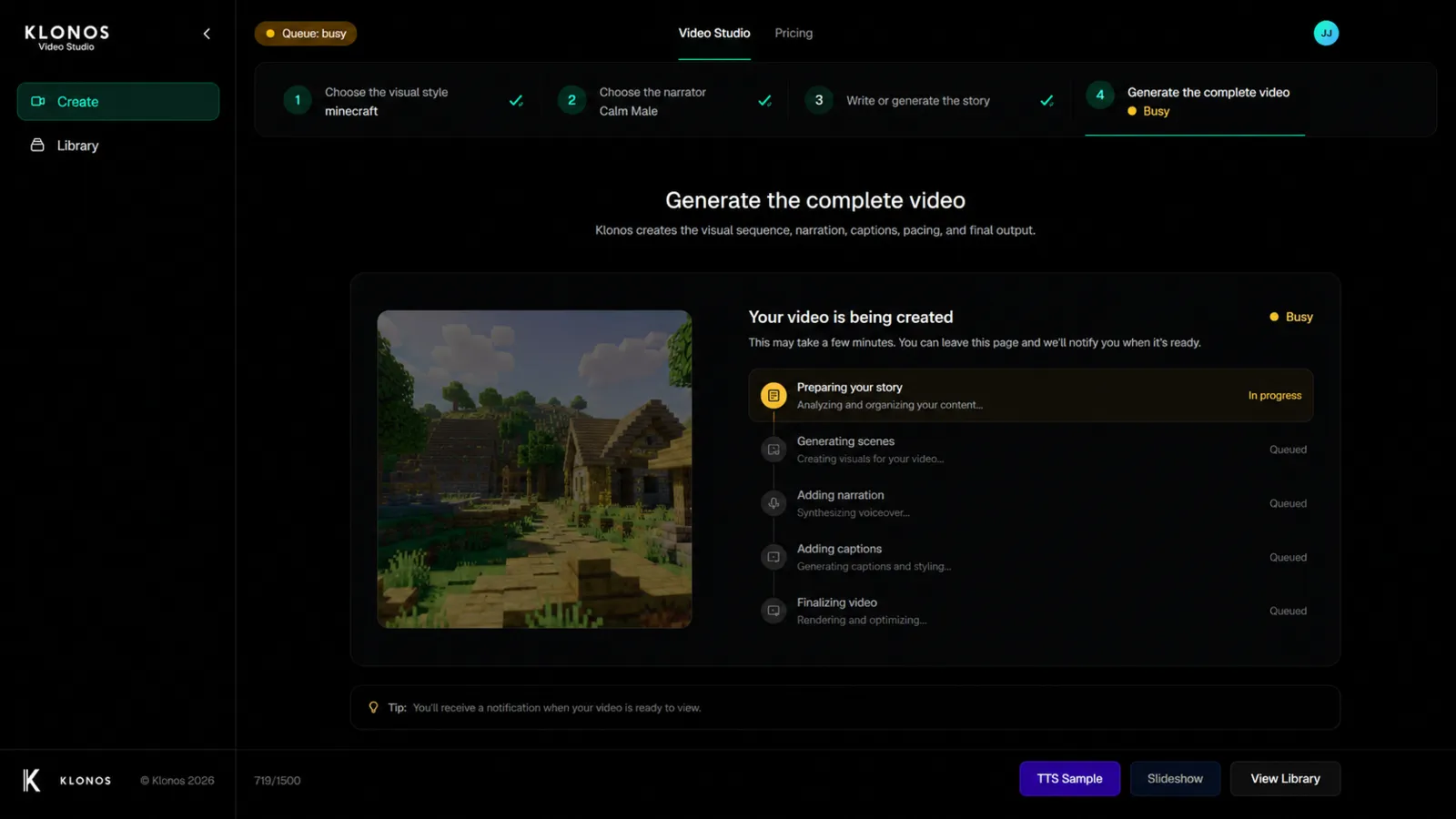 Generate the complete video
