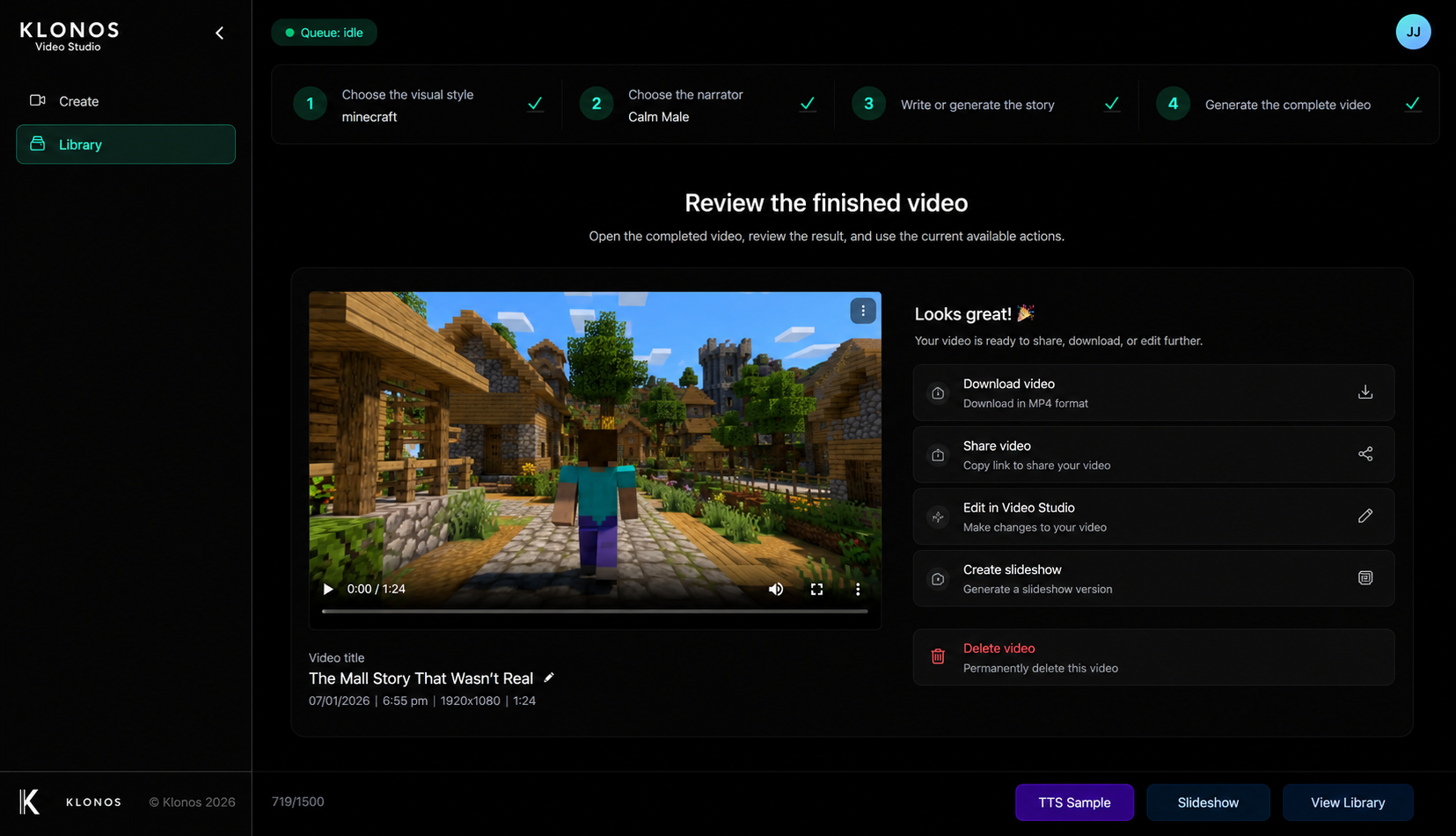 Review the finished video