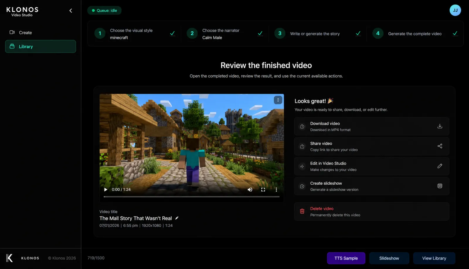 Review the finished video