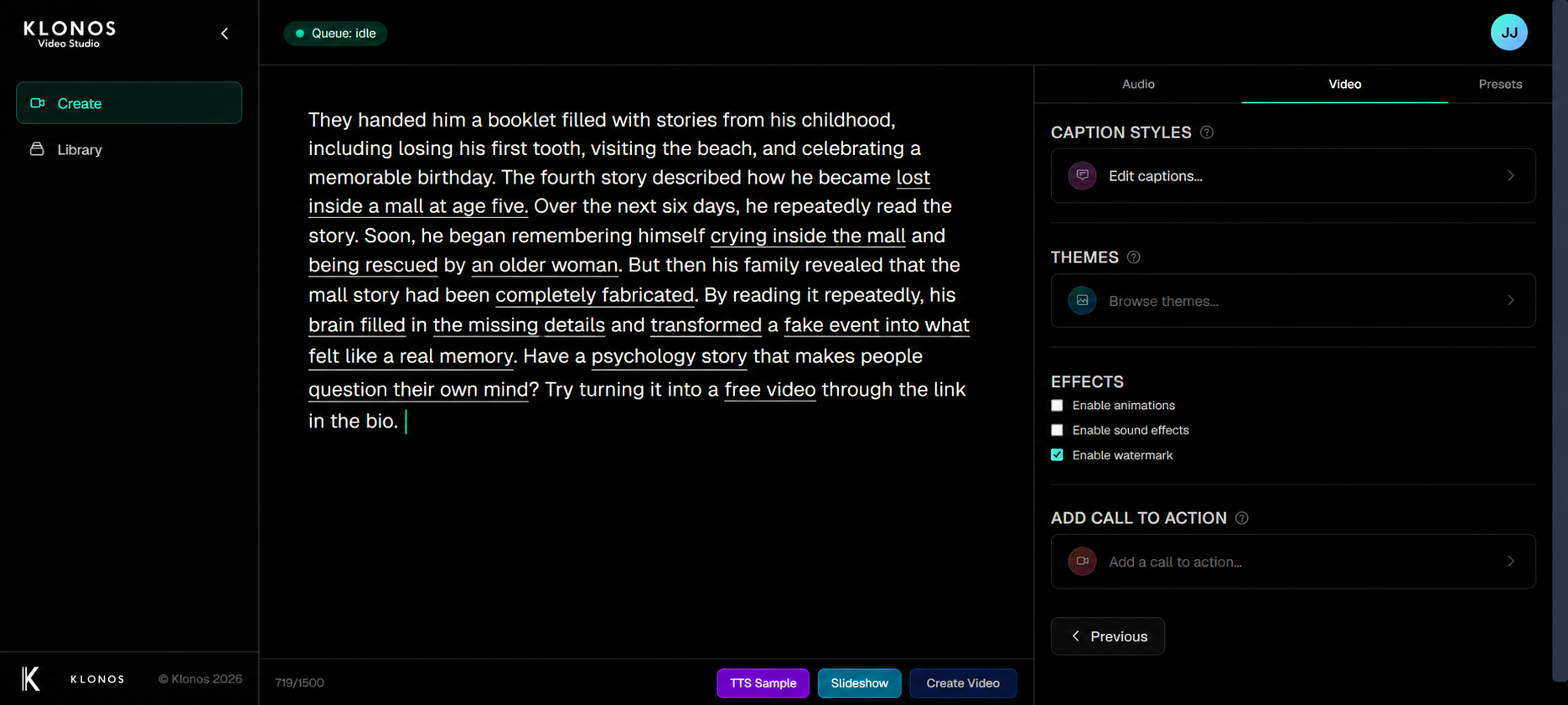 Write or generate the story