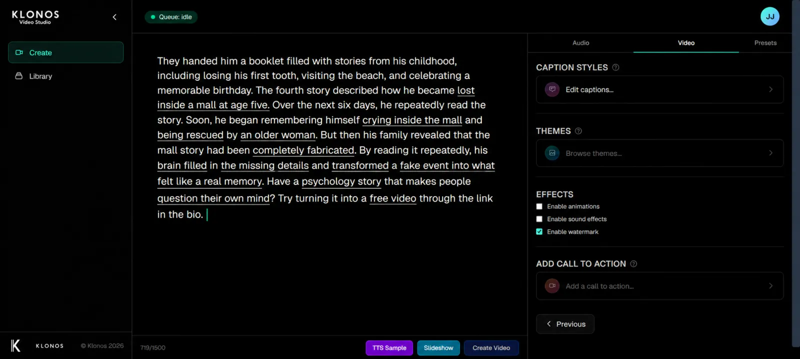 Write or generate the story